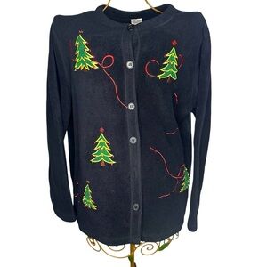 Premier International Ladies Vintage Christmas Fleece Sweater Cardigan Sz XL